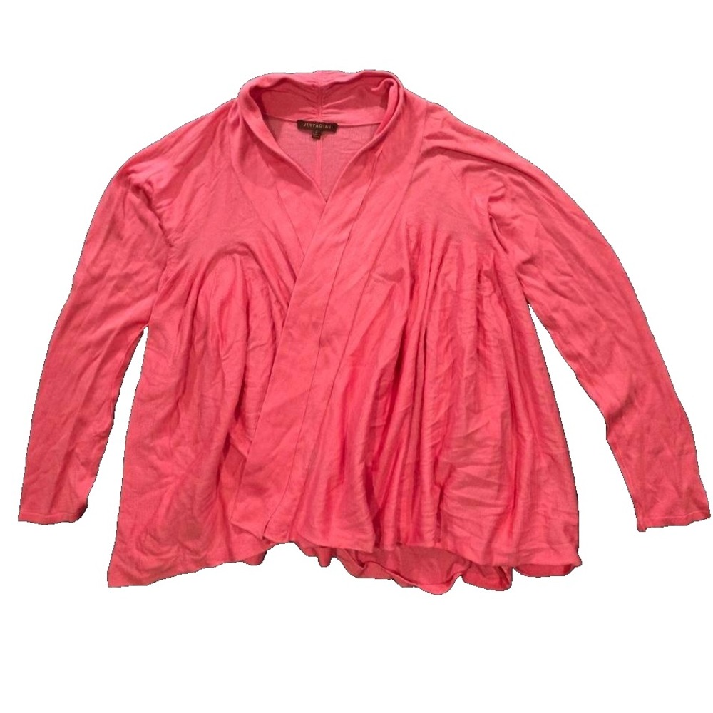 Adrienne Vittadini Cardigan Women L mercedized cotton Open Front Knit A011345